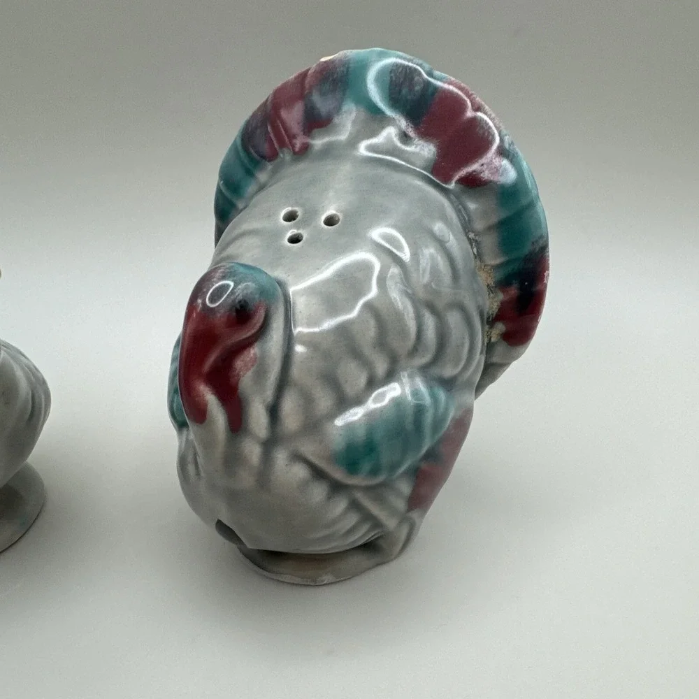 Vintage‎ 60s Turkey Salt & Pepper Shakers Tom Hen Couple Thanksgiving Fall AS IS